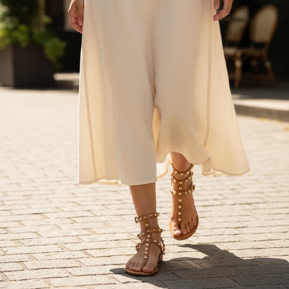 Valentino Garavani
Rockstud Caged Leather Ankle Strap Sandals - Picture 4 of 9